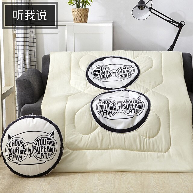 Multifunction Cartoon Cool Cat Plush Round Portable Cushion Blanket Air Conditioning Quilt Throw Pillows for Car Sofa — image 11