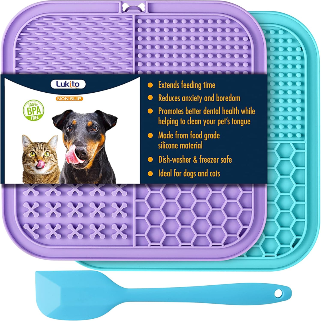 Láminas de Lamer para Perros y Gatos 2 Piezas, Plato Lento con Cúpulas de Succión para Aliviar Ansiedad y Reducir Aburrimiento — imagen 1