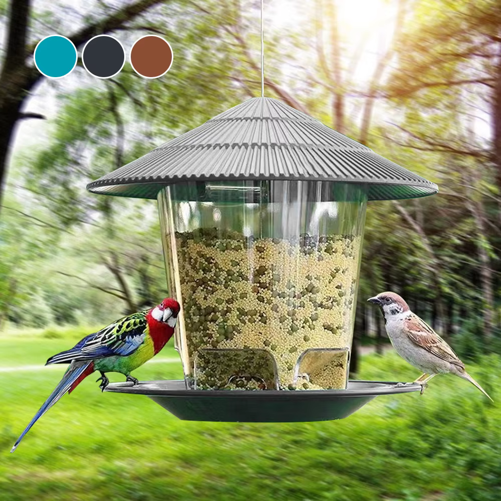 Bird Feeder Automatic Hanging Outdoor Garden Gazebo Wild Bird Feeding Container With Hang Rope House Decor Pet Supplies — image 4