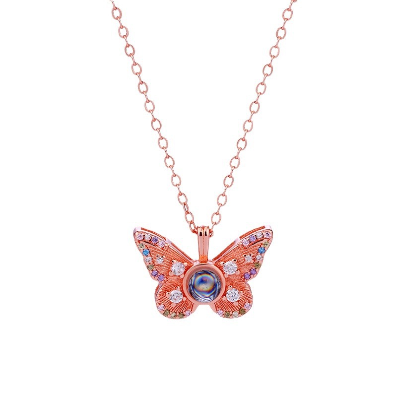 Colgante de Proyección de Mariposa Diamante Colorido Femenino 100 Idiomas Te Amo Foto HD — imagen 1