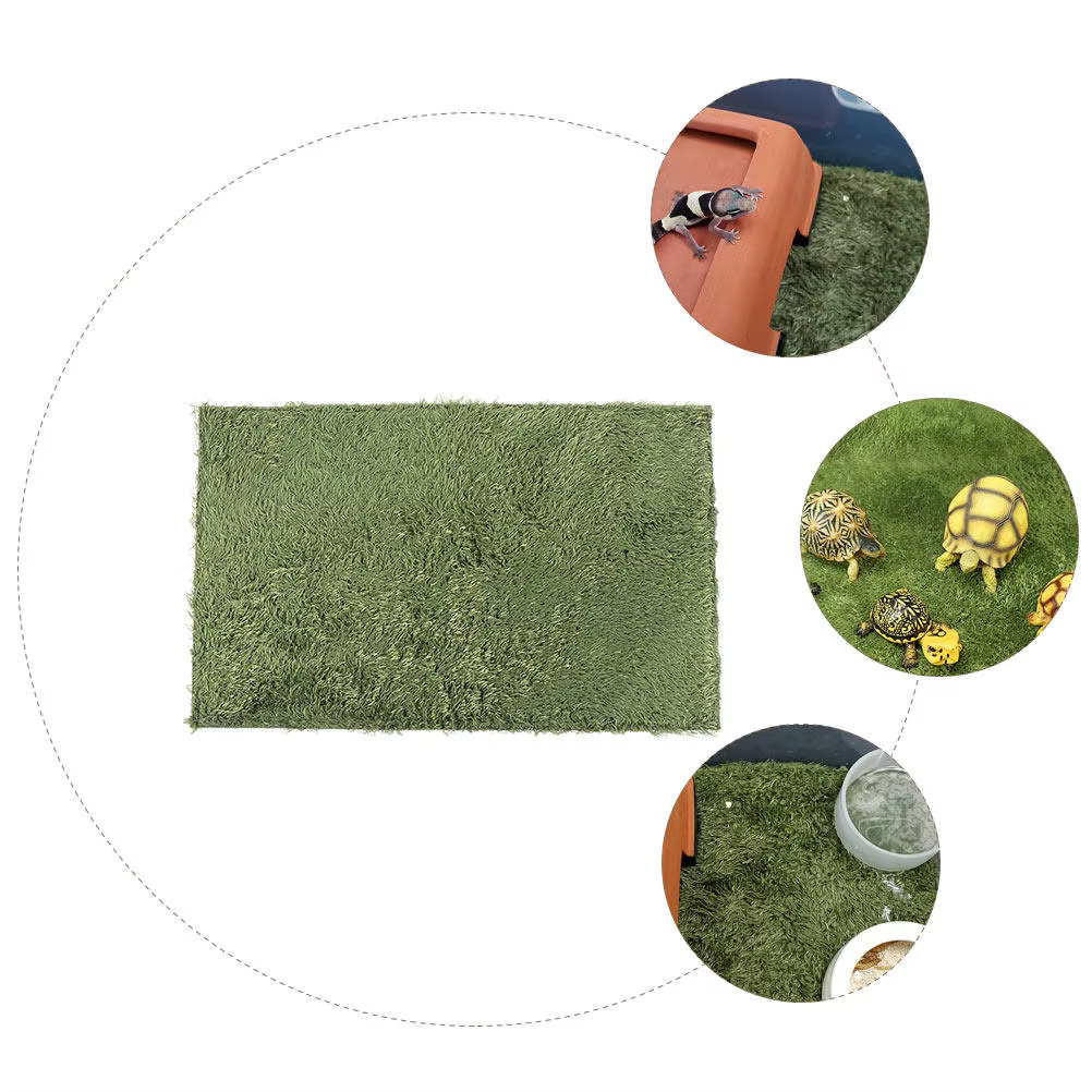 Reptile Mat Soft Cotton Fake Lawn Natural-Looking Reptile Accessory for Turtle Tank Snake Bedding Lizard Cage Decor Artificial — image 2