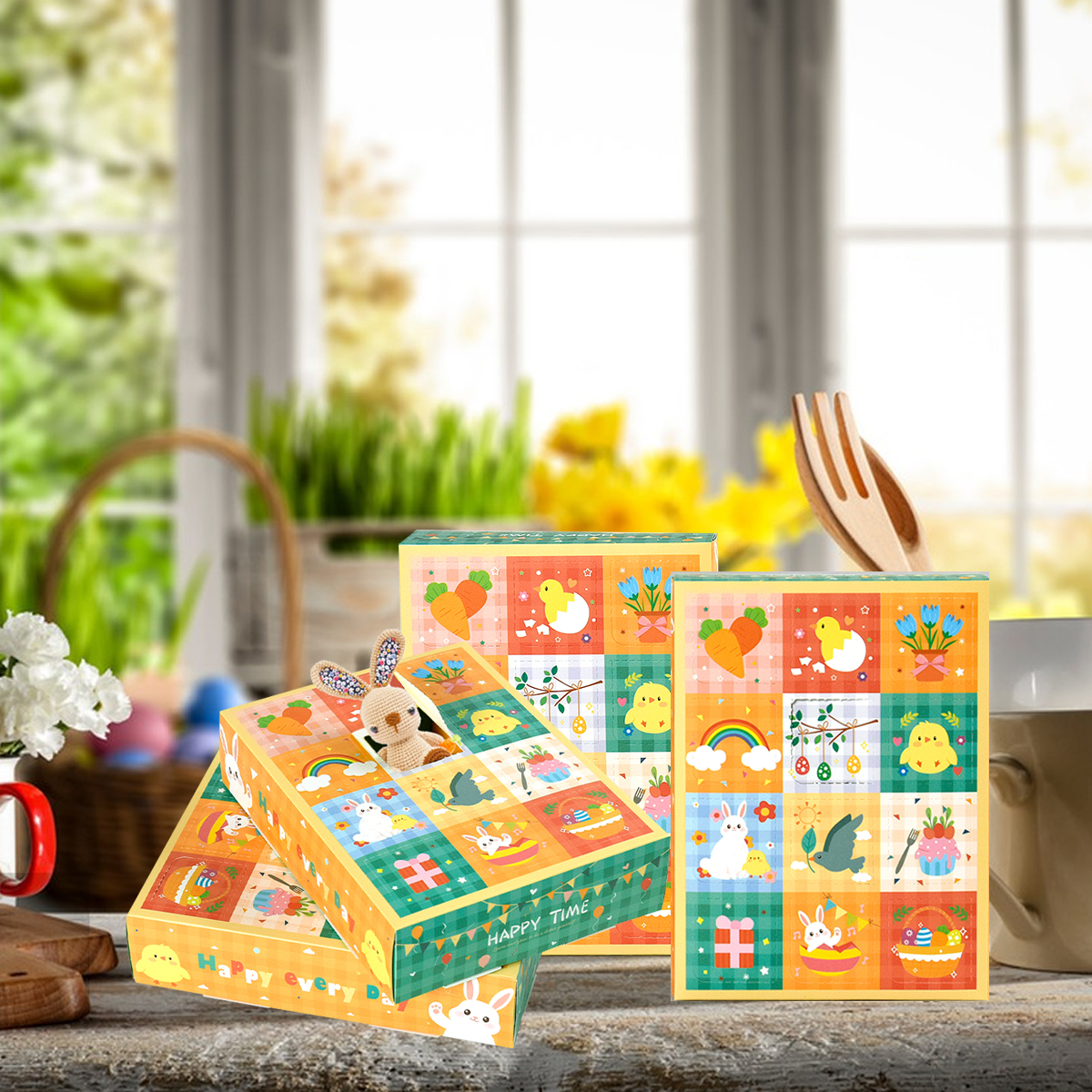 15 Piezas de Cajas de Dulces Tema Primavera: Decoraciones para Fiesta de Pascua Cumpleaños Navidad y Verano con Ositos Conejos Zanahorias y Pájaros — imagen 8