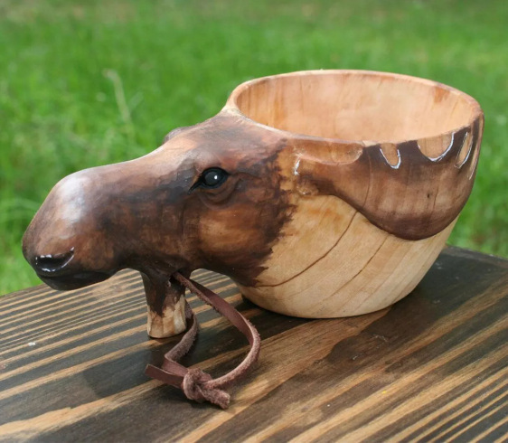 Taza de Madera Esculpidas a Mano - Kuksa Nórdica para Camping y Café — imagen 11