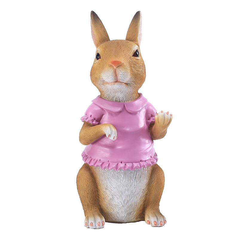 Pink brown rabbit decoration garden outdoor resin — image 1