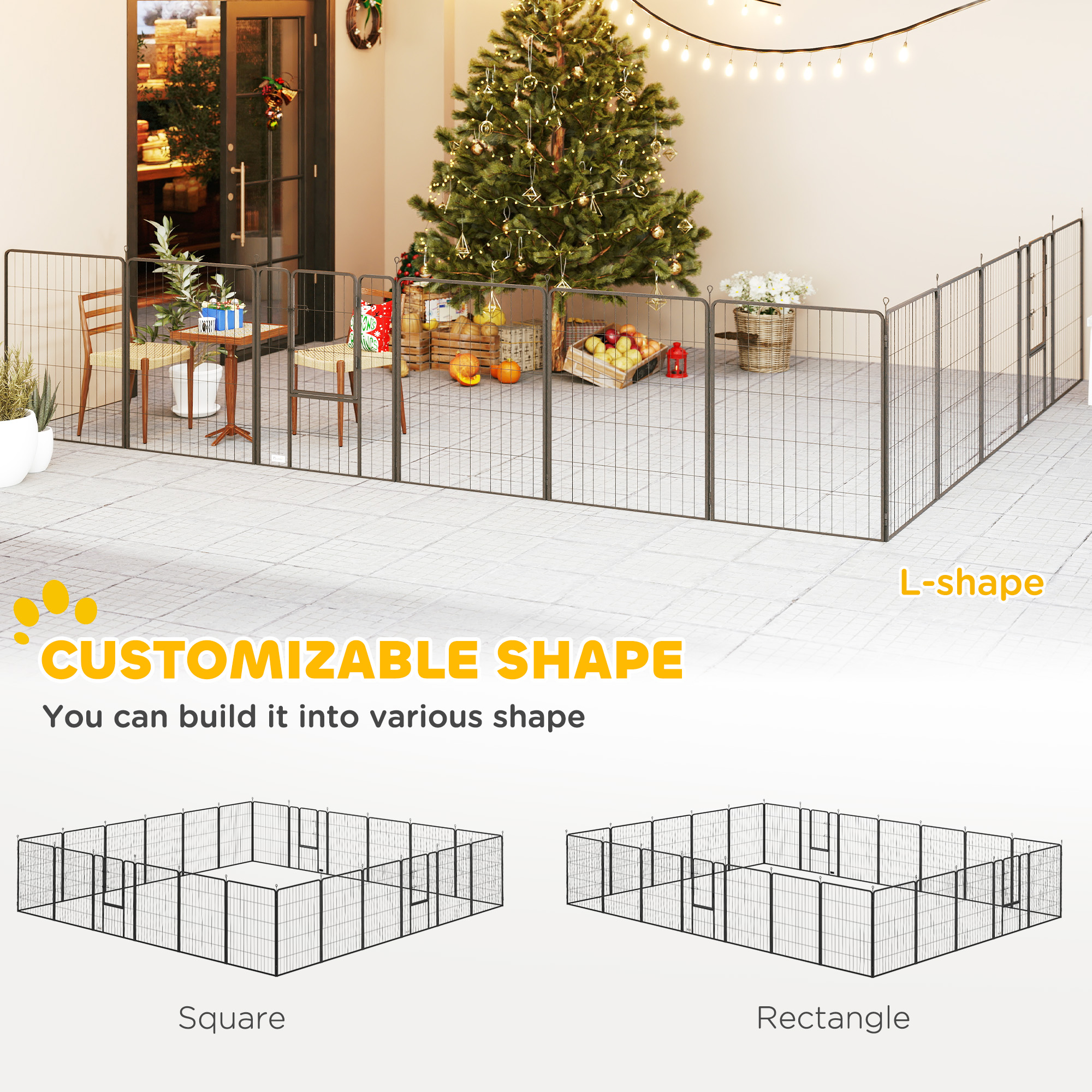 Cubo de Juego para Perros Indoors y Outdoors, 24 Paneles 99 cm Altura, Caja de Ejercicio con Puerta Conectable, Color Gris — imagen 2