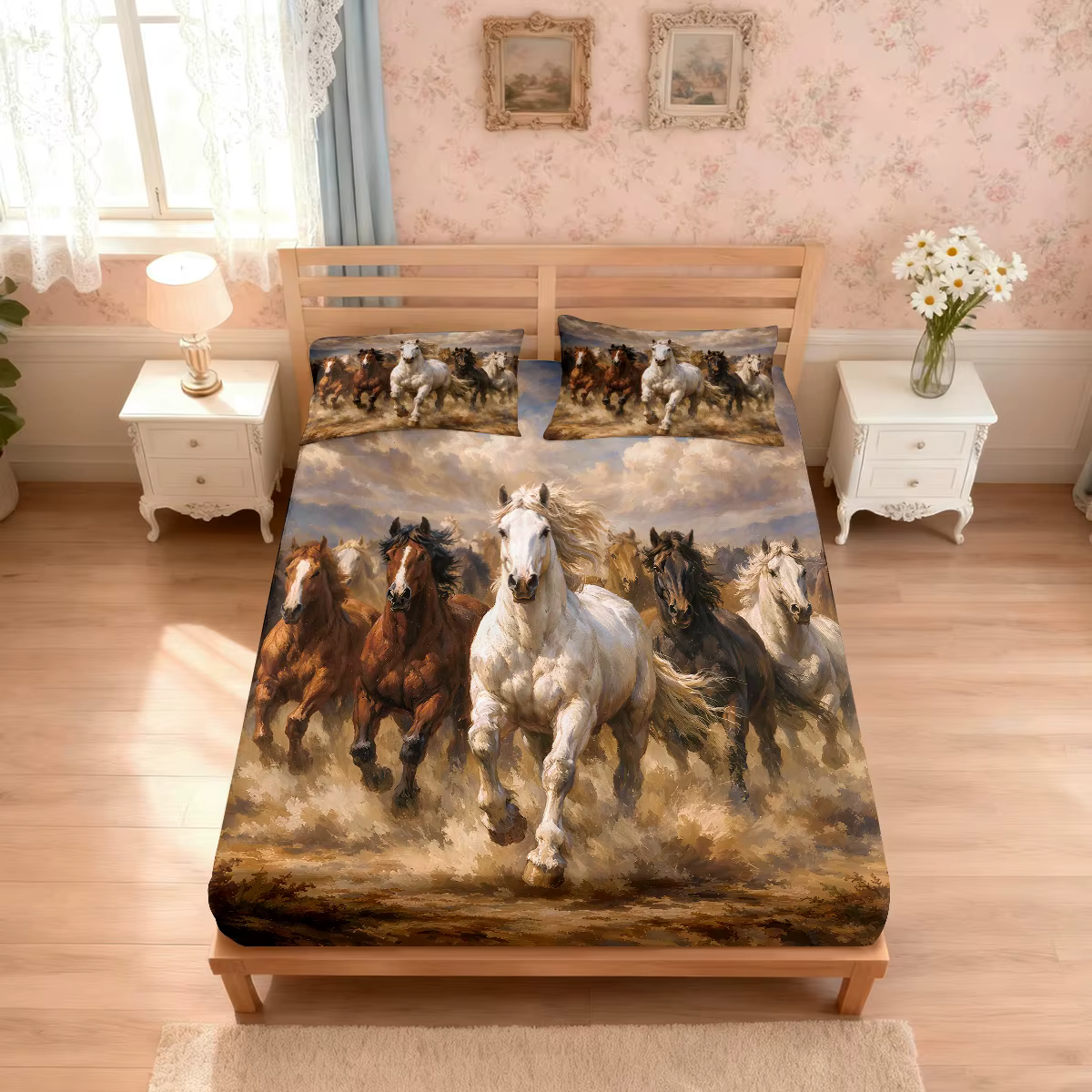 Juego de Sábanas sin Relleno con Estampado de Caballos 3 Piezas, Varios Tamaños, Ropa de Cama Suave y Cómoda, Decoración de Habitación, Lavable a Máquina — imagen 1