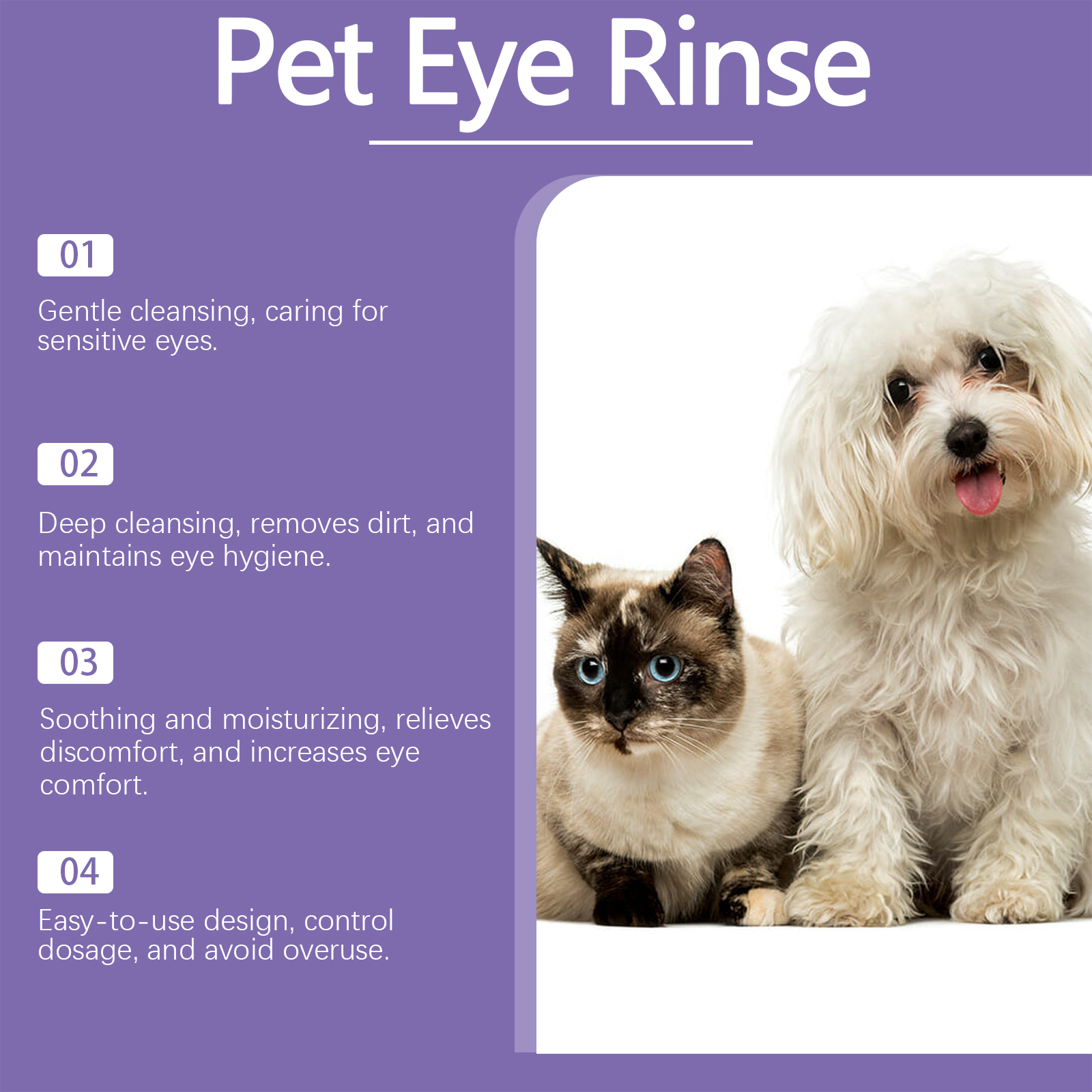 Pet Eye Rinse For Dogs & Cats, Gentle Eye Cleaner Solution With Hyaluronic Acid, Honeysuckle Extract & Taurine, Tear Stain Remover For Daily Eye Care, 30ml With Cotton Swabs — image 9