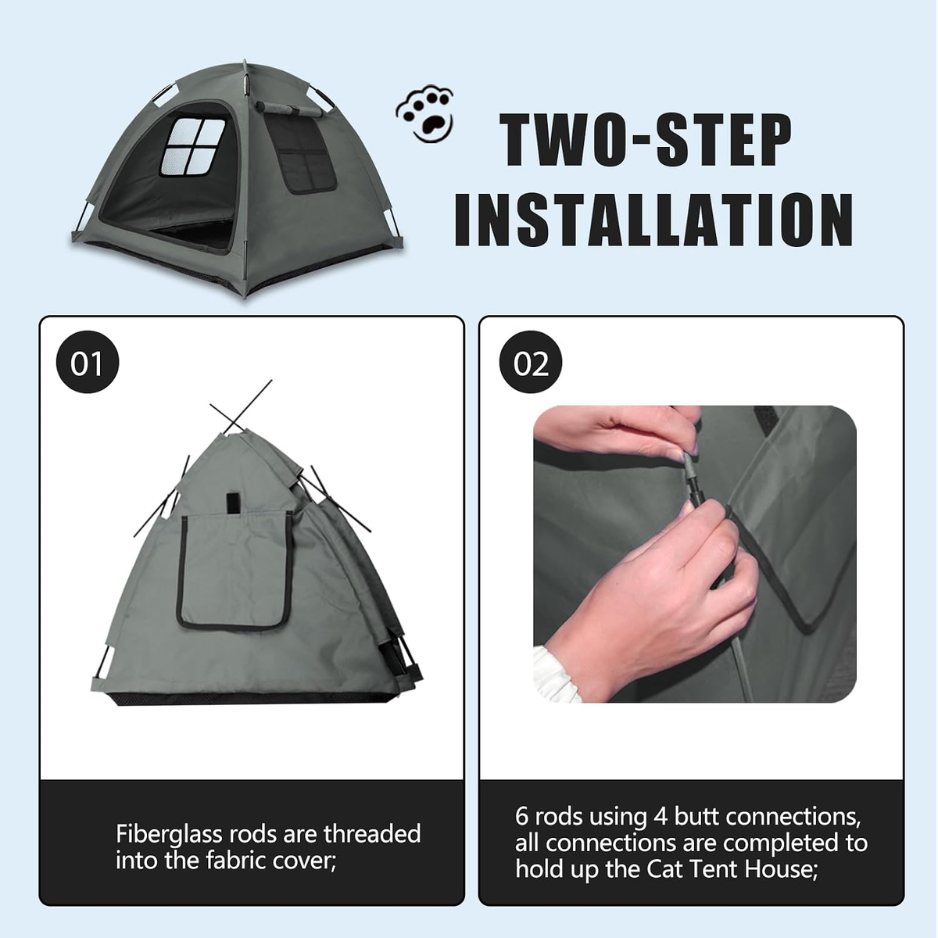 Open Pet Tent For Cats Dogs, Calming Hideaway Soothing Den, Ventilated Mesh, Ripstop Oxford, Tip-proof. No Tools, Washable — image 5