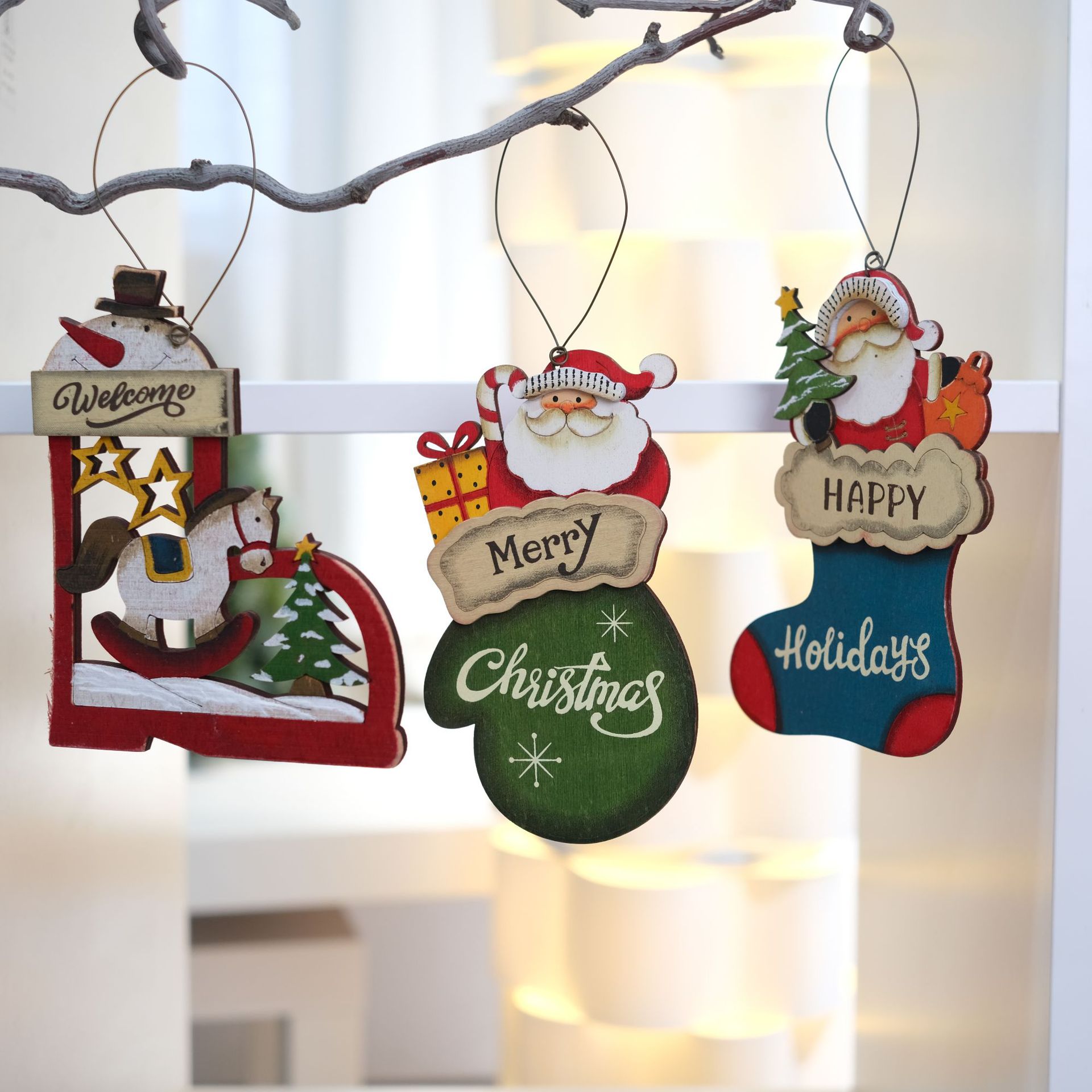 Decoración Navideña de Madera con Santa, Ciervo y Zapatos — imagen 2