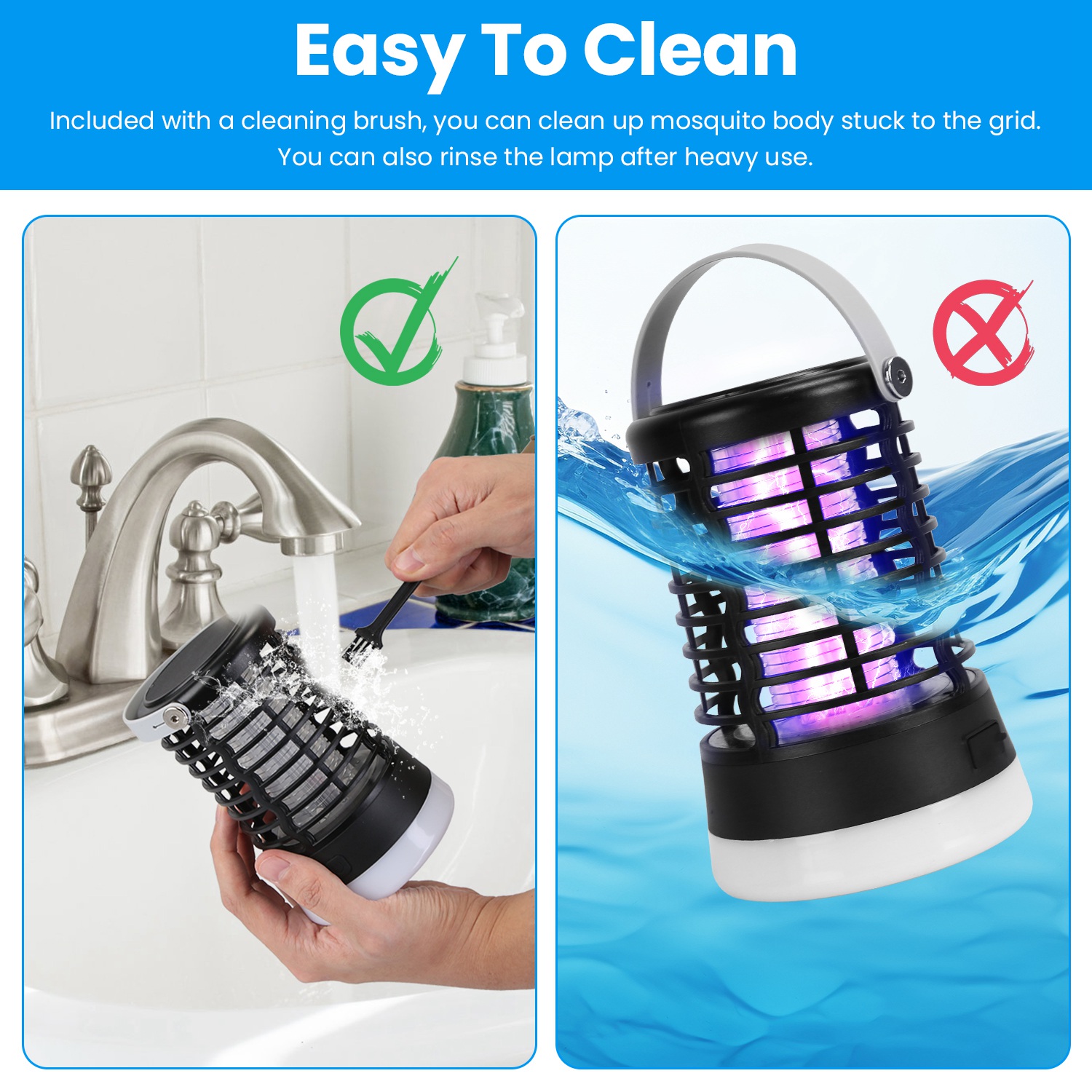 Lámpara Matamosquitos 4 en 1, Recargable, Antimosquitos para Interior y Exterior, Impermeable, Lámpara Matamosquitos con 3 Modos de Iluminación para Patio, Jardín y Hogar — imagen 10