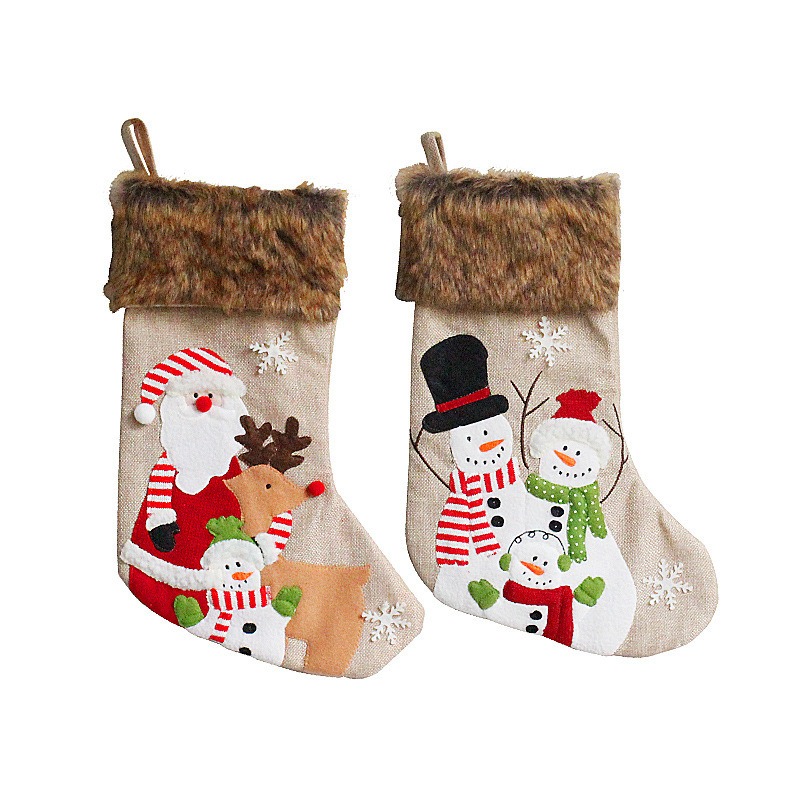 Plush Christmas Socks for Santa Claus Snowman Elk Candy Bag Christmas Tree Gift Pendant Gift Socks — image 1