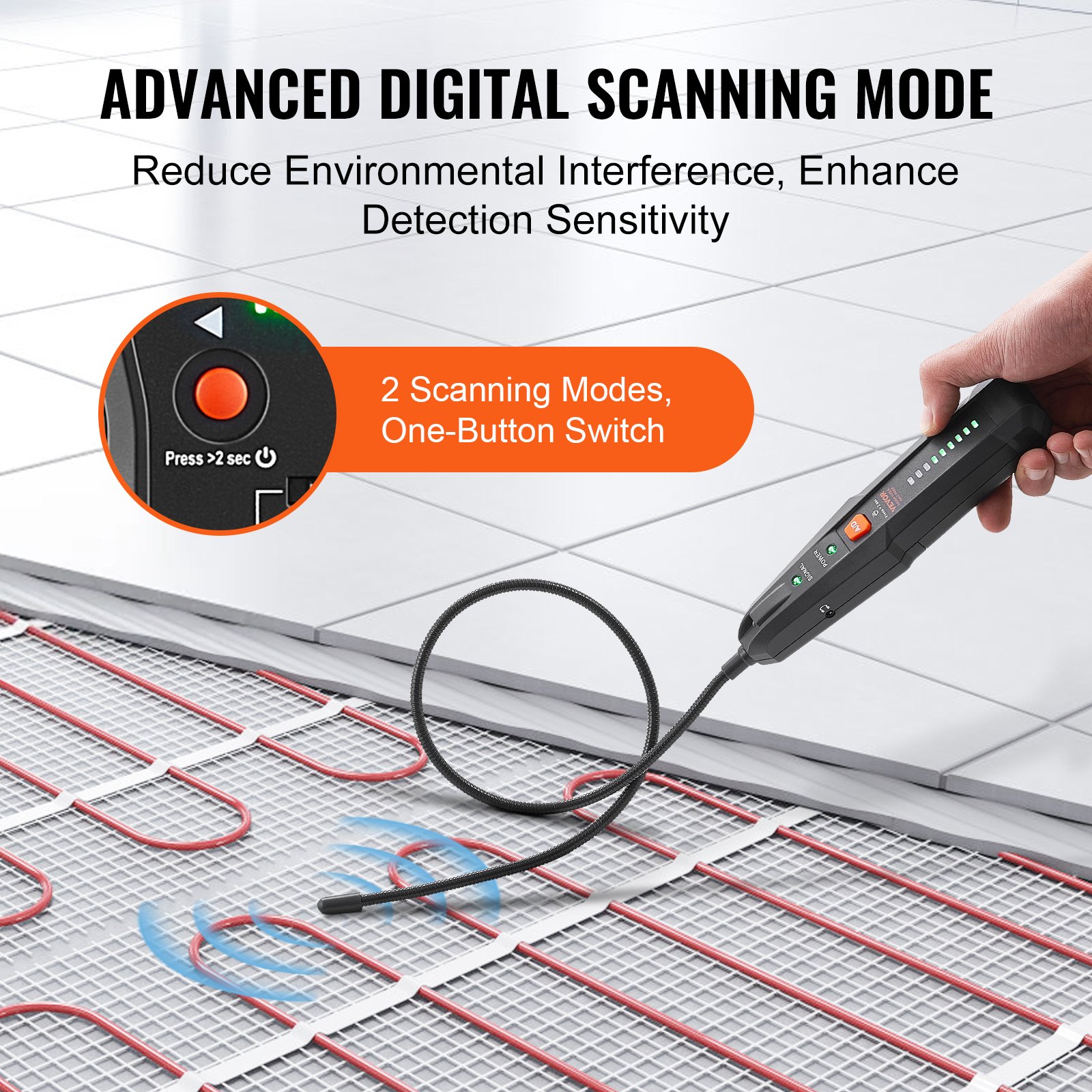 Localizador de Cables Subterráneos, 6,5 m Profundidad Máxima de Detección, Tracer de Cable Detector de Roturas con Auricular, 3280 m Longitud Máxima de Detección Tester de Cable para Perímetros de Mascotas, Riego y Valvulas Enterradas — imagen 5