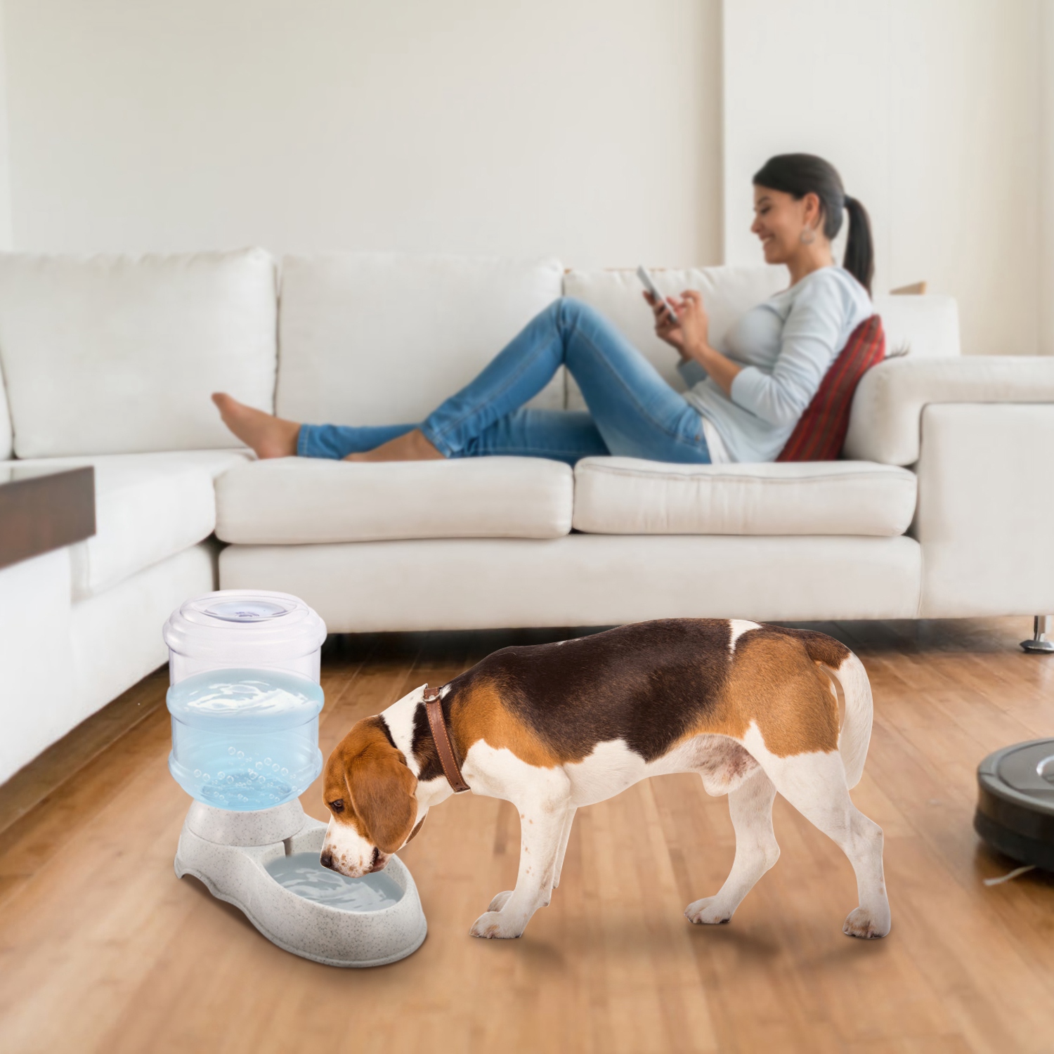 Dispensador de Agua para Mascotas de 3.5L / 1 Galón, Autoservicio por Gravedad, Bebedero Automático para Gatos y Perros — imagen 9