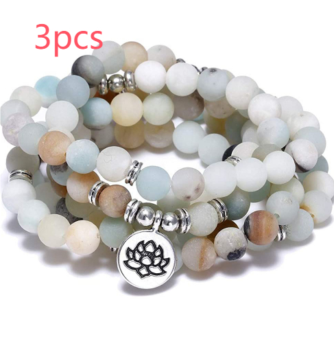 Amazon Stone Tiger Eye Stone Bracelet Necklace 108 Buddha Beads Lotus Bracelet — image 6