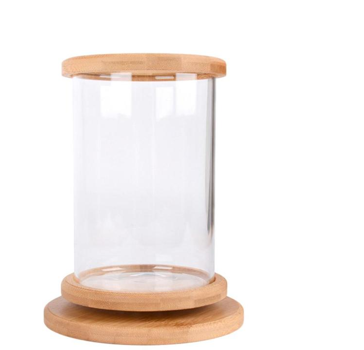 Acuario de Vidrio en Base de Bambú para Oficina Pequeña Decoración para Peces Mini — imagen 4