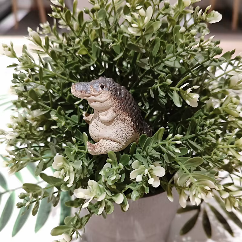 Decoraciones de Té para Mascotas: Crocodilo de Arcilla Púrpura, Ornaments de Ceremonia de Té Manual — imagen 2