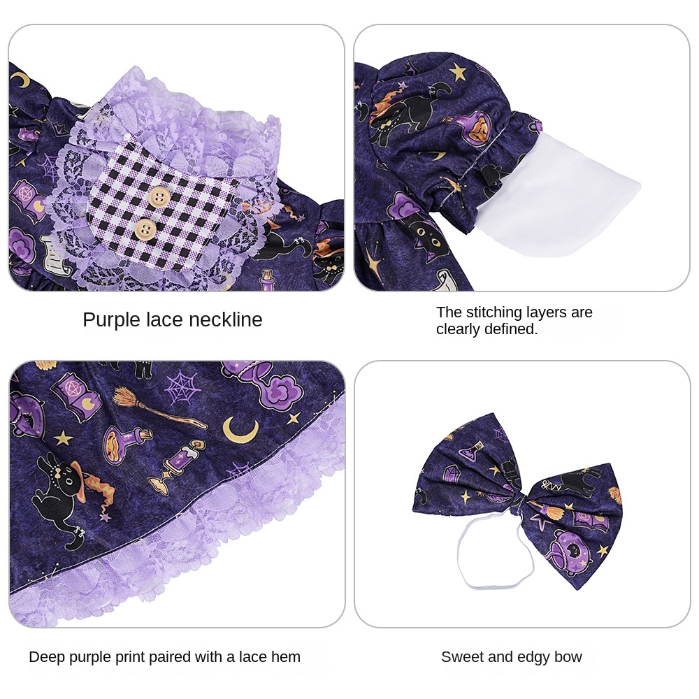 Halloween Porch Goose Costume 23 Inches Purple Black Cat Lace Skirt — image 4