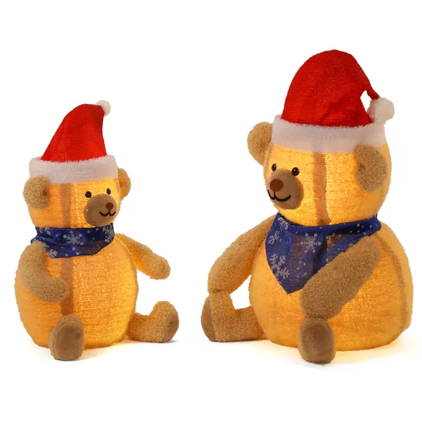 Set Of 2 Lighted Plush Bear Christmas Decorations, Pre-lit Pull Up Holiday Decor With 60 Warm White LED Lights For Xmas Outdoor Indoor Decor Lighted Holiday Displays — imagen 8