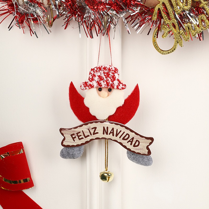 New Christmas Pendant Cute Cartoon Santa Claus Elk Decoration Christmas Tree Bell Pendant — image 2