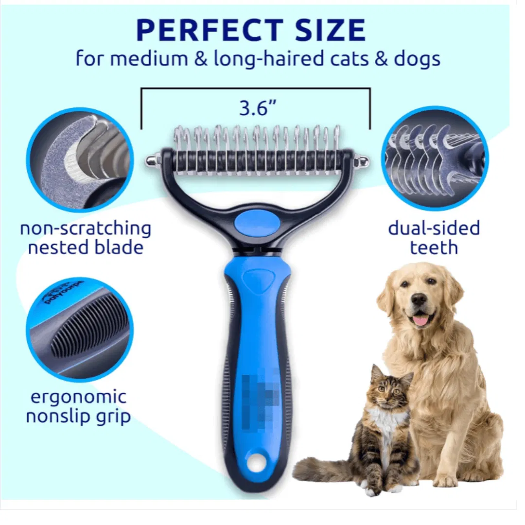 Blue pat your pet hair removal dog brush for hair removal - indoor cats use cat brush, long and short haired dogs use double-sided cat brush for hair removal and beauty tools, skin friendly — image 1