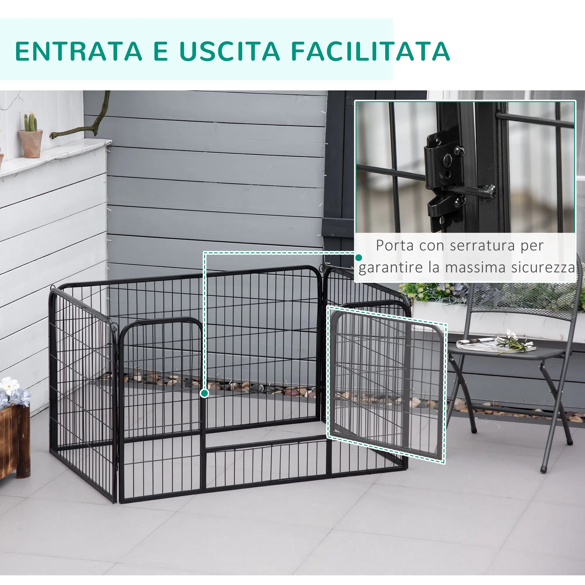 W 4-Panel Metal Dog Pen Exercise Pet Playpen Dog Indoor/Outdoor Fence, Black — image 6