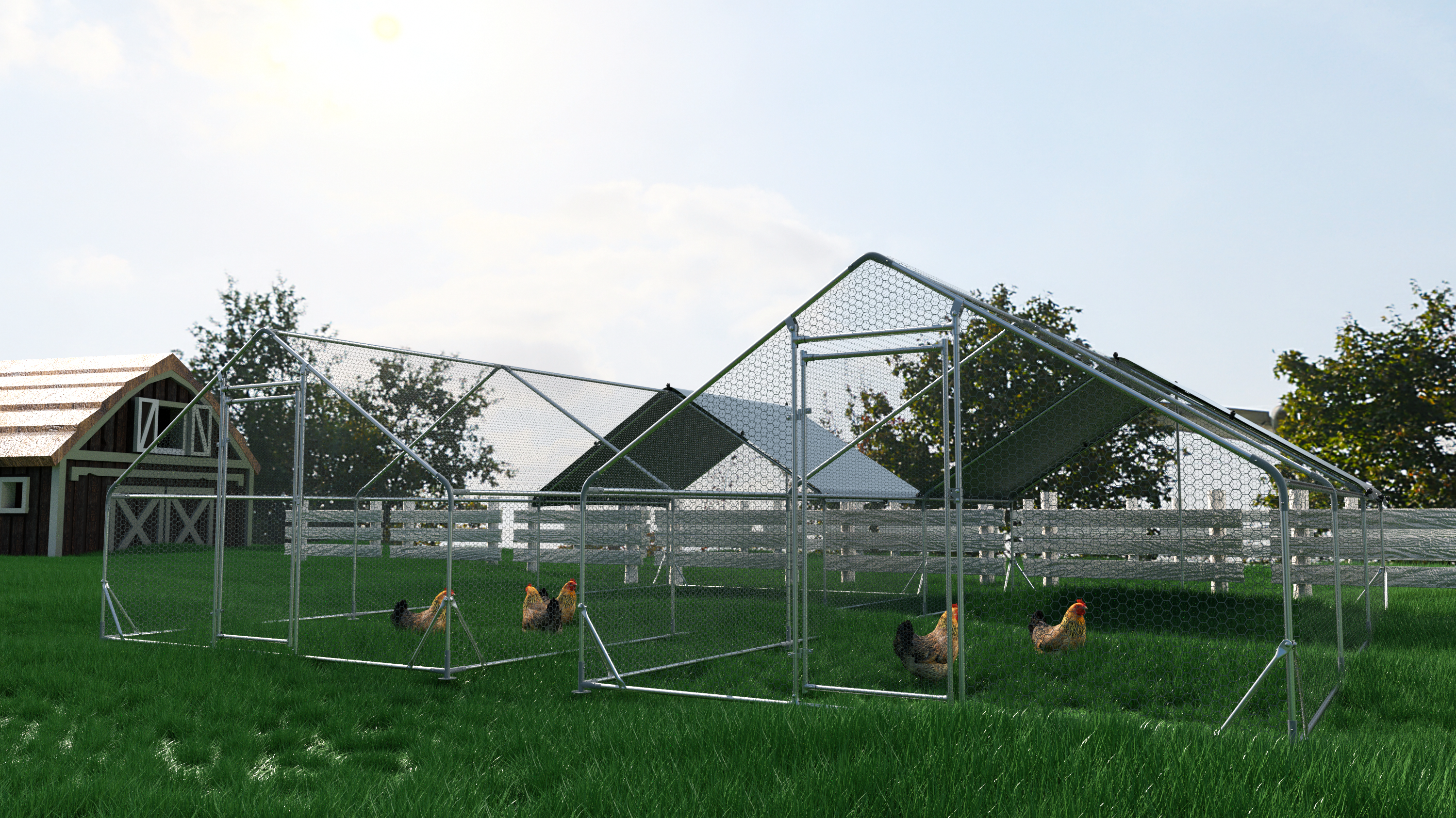 Large Metal Chicken Coop Walk-in Poultry Cage Hen Run House Rabbits Habitat Cage Spire Shaped Coop With Waterproof And Anti-Ultraviolet Cover 19.5L X 9.7'W X 6.4 H — image 4