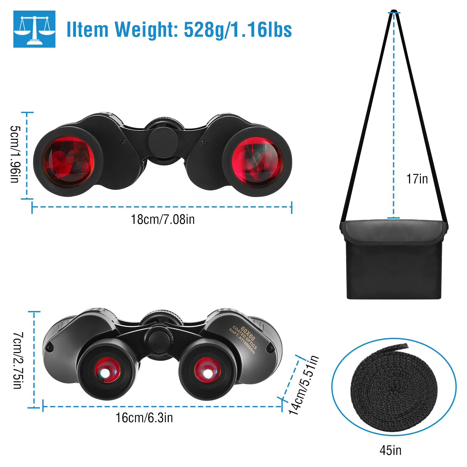 Binoculares Portátiles HD con Lente FMC para Visión Nocturna Baja Luz Telescopio para Observación de Aves Caza Eventos Deportivos Conciertos Aventuras al Aire Libre con Bandolera Bolsa para Primavera Verano — imagen 3
