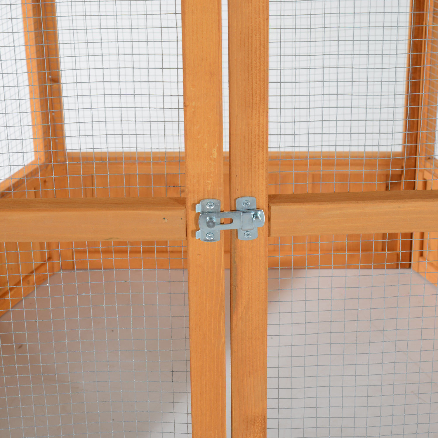 69 Large Wooden Bird Aviary Hexagonal Outdoor Aviary Flight Bird Cage With Covered Roof, Brown — imagen 7