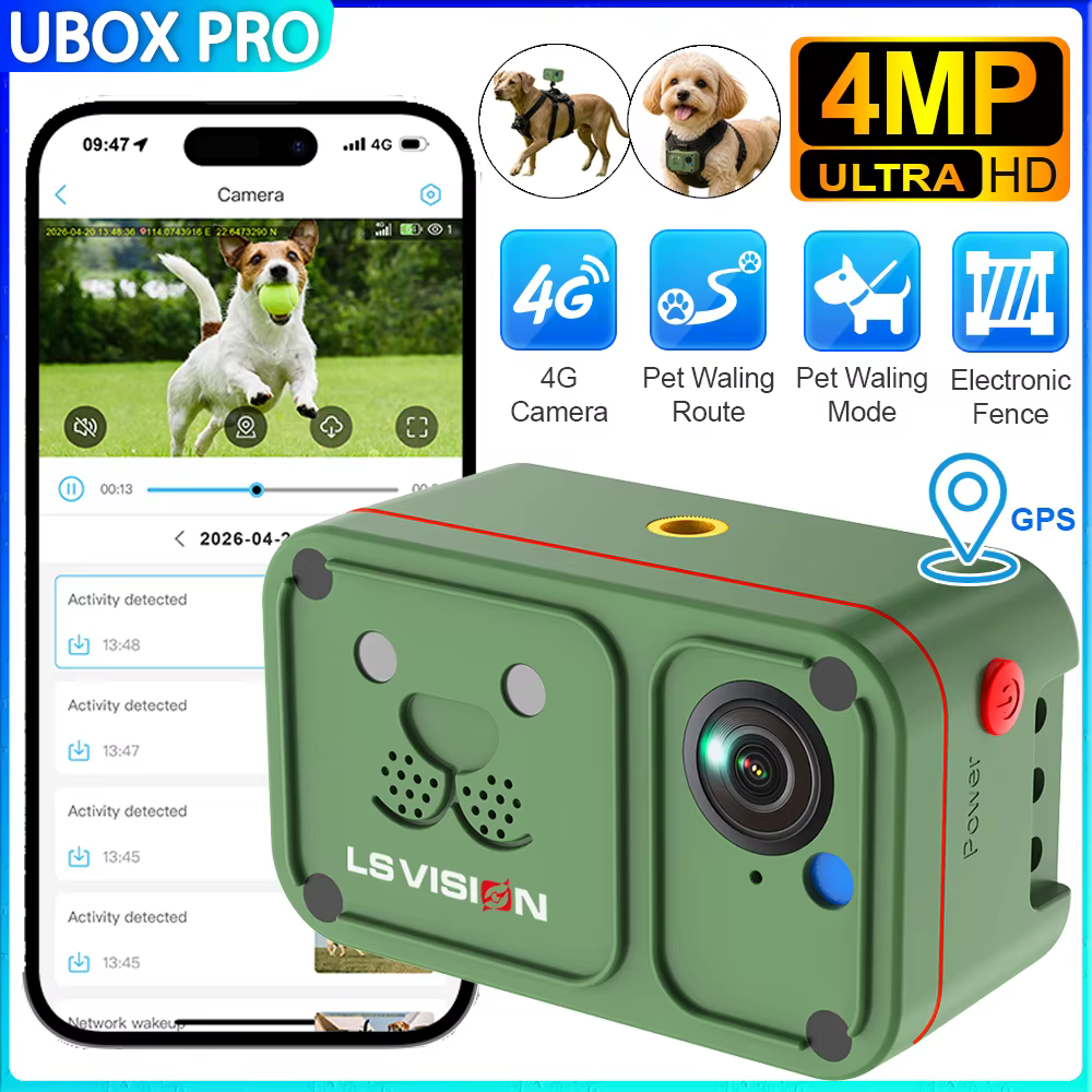 UBOX PRO New 4MP Outdoor Pet POV Camera Pet Camera with Wearable Back Frame Mini Pet View Recorder GPS/LBS/Image/Sound Tracking