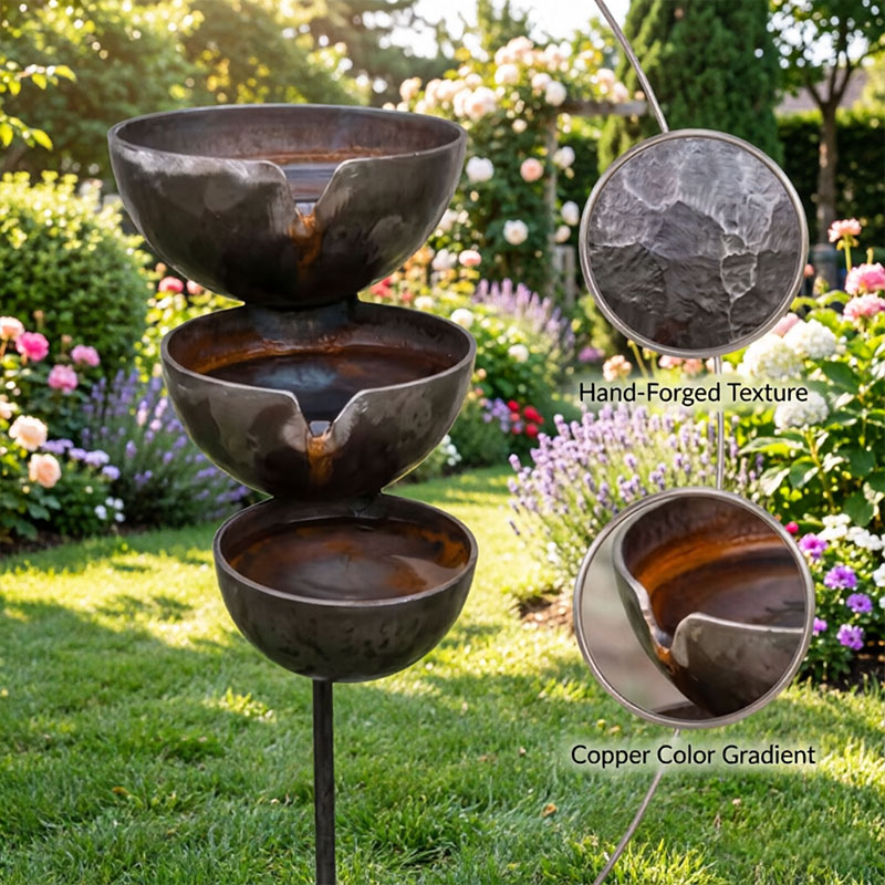 Vintage Iron Bird Bath - Rustic Garden Stake Water Bowl & Outdoor Decor — image 7