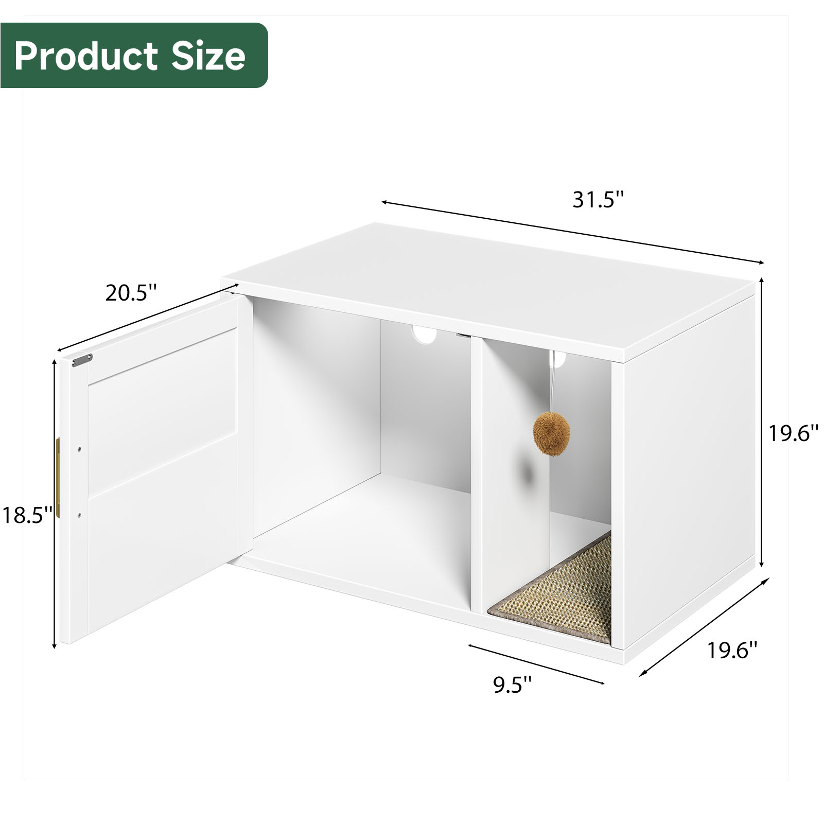 Caja de Limpieza para Gatos Multifuncional de Diseño Blanco Moderno Casa para Gatos con Lavabo y Mesa de Sílabo para Dormitorio y Salón — imagen 37