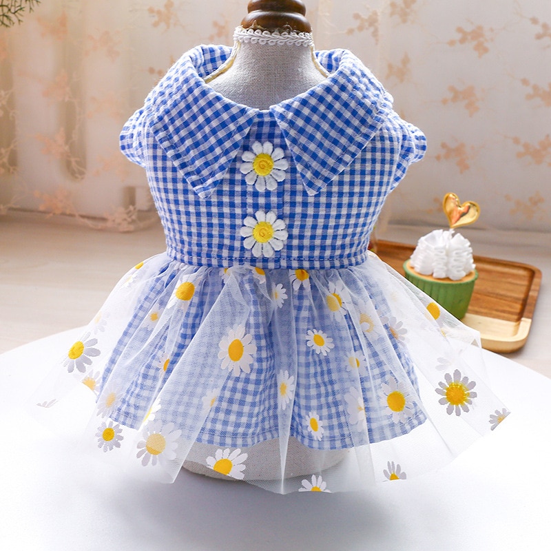 Vestido de verano para perros, falda princesa, teddy, rejilla, vestido Pettiskirt, ropa para mascotas, disfraz de cachorro, ropa de primavera para mascotas — imagen 4