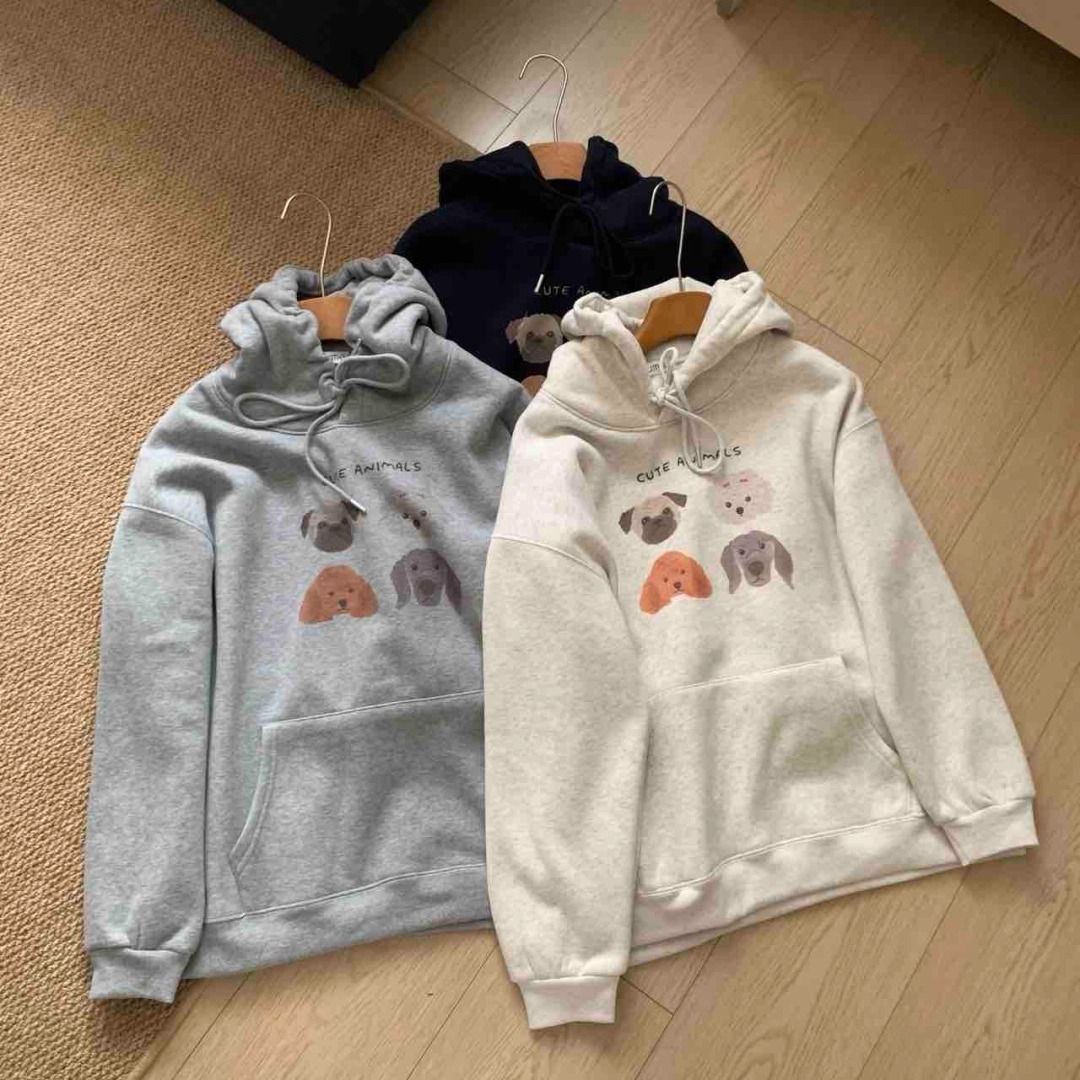 Women's Hoodie with Cartoon Dog Print, Fleece-Lined Thickened Loose Casual Hoodie — image 5