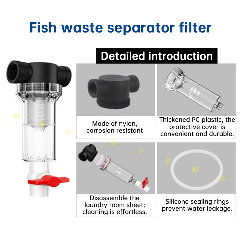 Aquarium Fish Toilet Waste Separator 1/2" 3/4" FPT Pre-Filter High Flow Fish Feces Collector Sediment Filter for Tank Pond — image 10