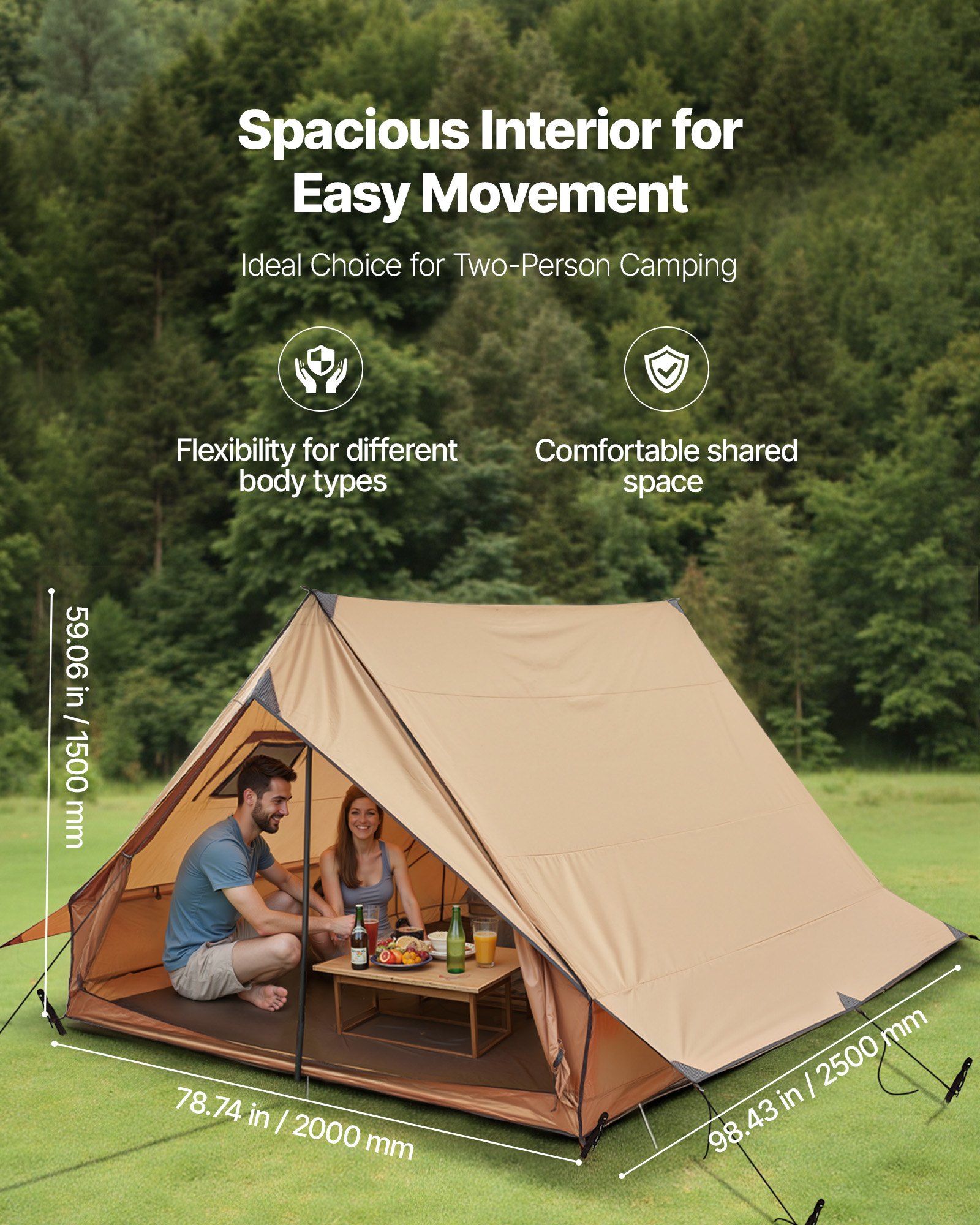 Camping Hot Tent, 2 Persons Cabin Tent With Stove Jack & Poles, Waterproof Winter Tents Shelters With Fireproof Ground Mat, Portable 4 Season Tents For Hiking Fishing Hunting Backpacking — image 4