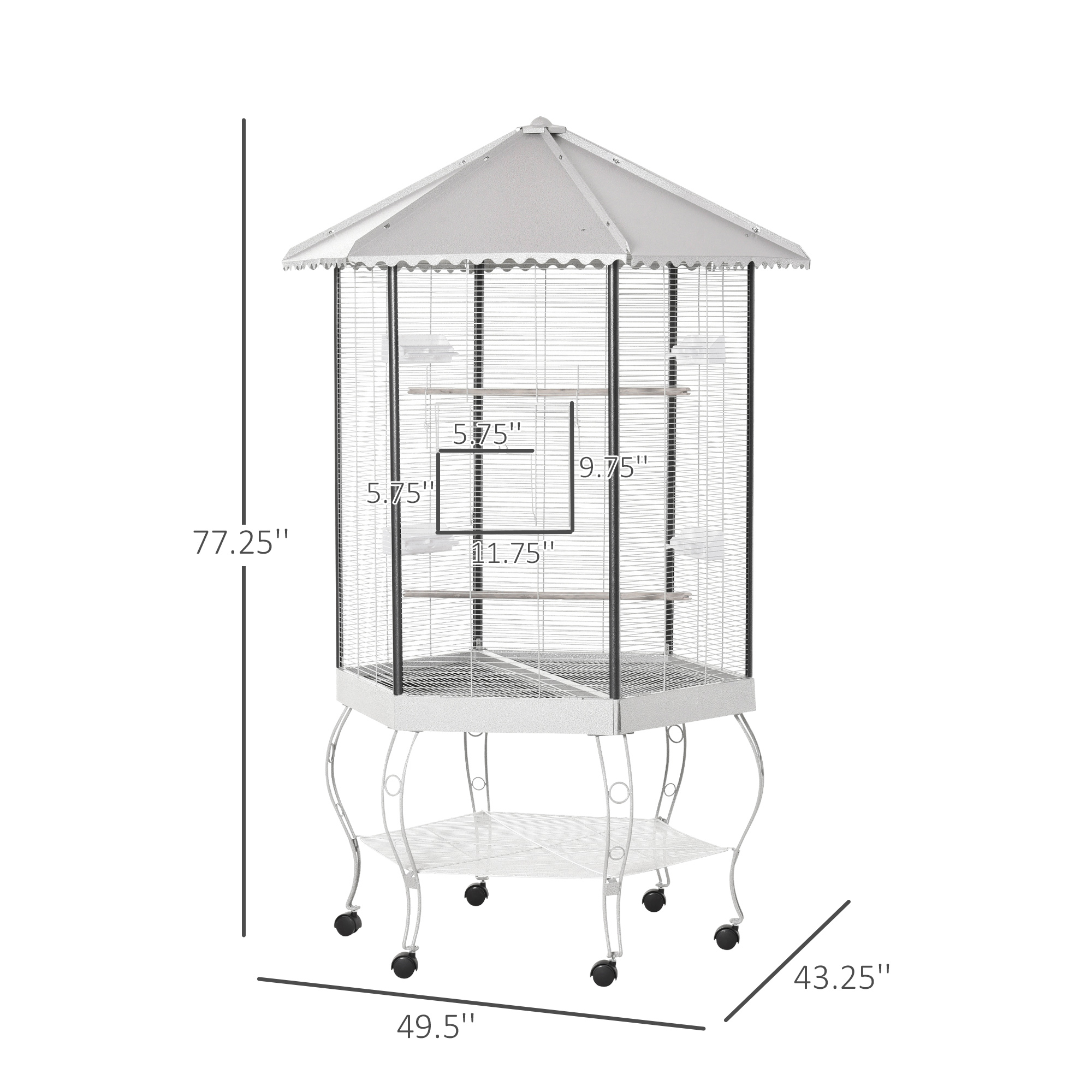 Cage de Aves Voladoras Portátil Hexagonal con Techo Cubierto y Almacenamiento para 77 pulgadas — imagen 2