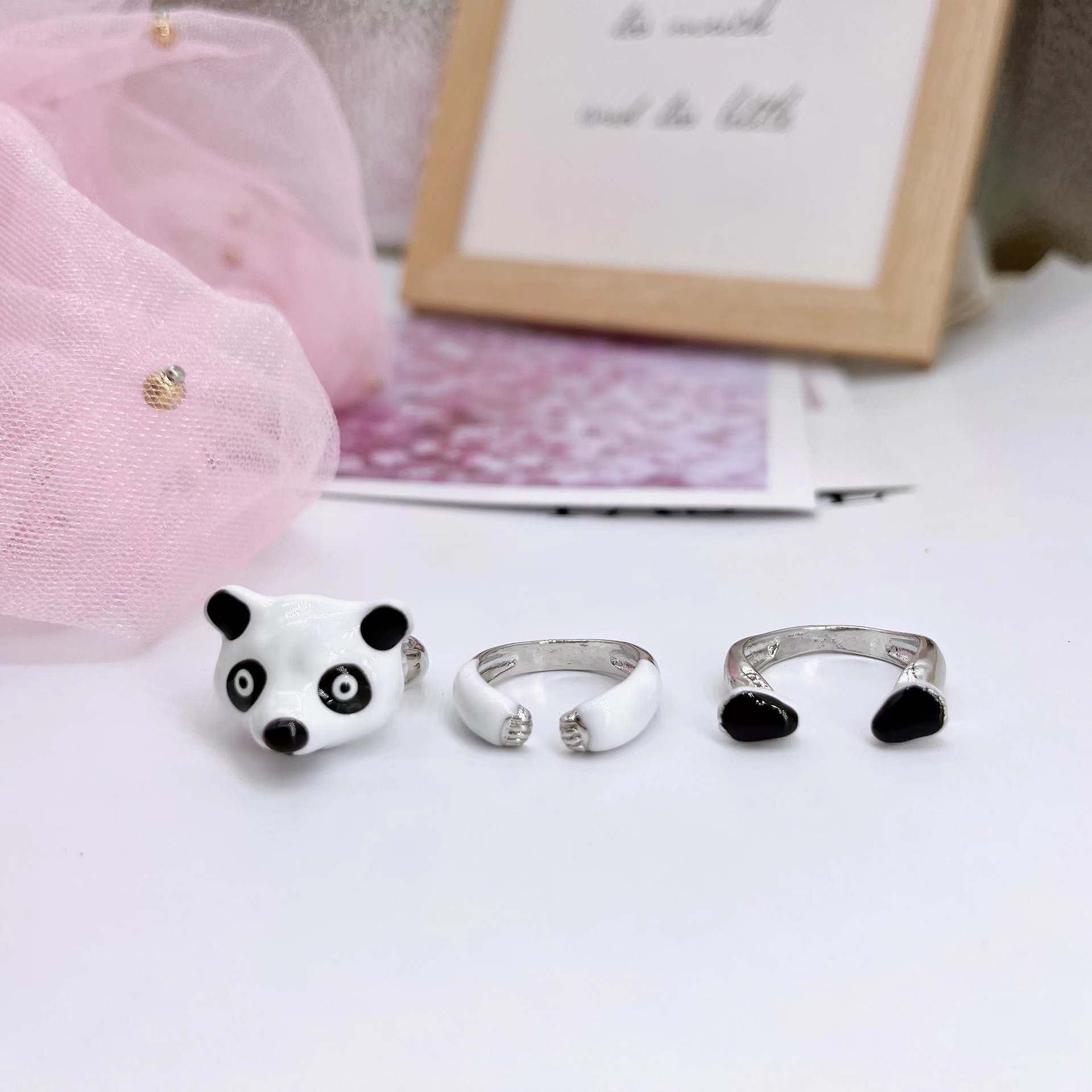New Combination Ring Fashion Creative Panda Ring Can Be Split into Small Jewelry Combination Set Ring — image 4