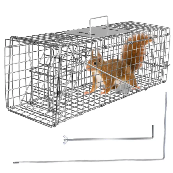 Humane Cat Trap Cage Catch Release Live Animal Rodent Cage Collapsible Galvanized Wire For Small Raccoons Beavers Groundhogs Foxes Armadillos — imagen 1