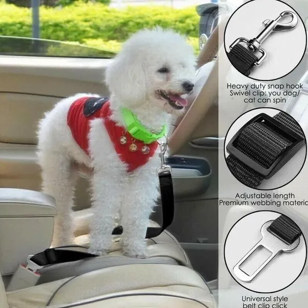 Paquete de 2 Cinturones de Seguridad para Gatos y Perros, Cinturón de Seguridad Ajustable para Vehículo con Arnés y Correa — imagen 6