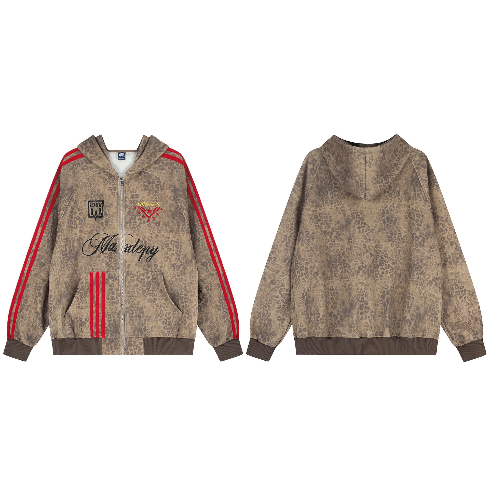 Make an old leopard print striped hoodie — image 4