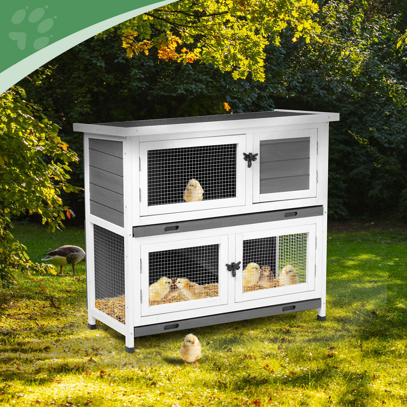 Upper And Lower 2 Floors With Tray Grey Cedar, Chicken And Rabbit Cage — image 4