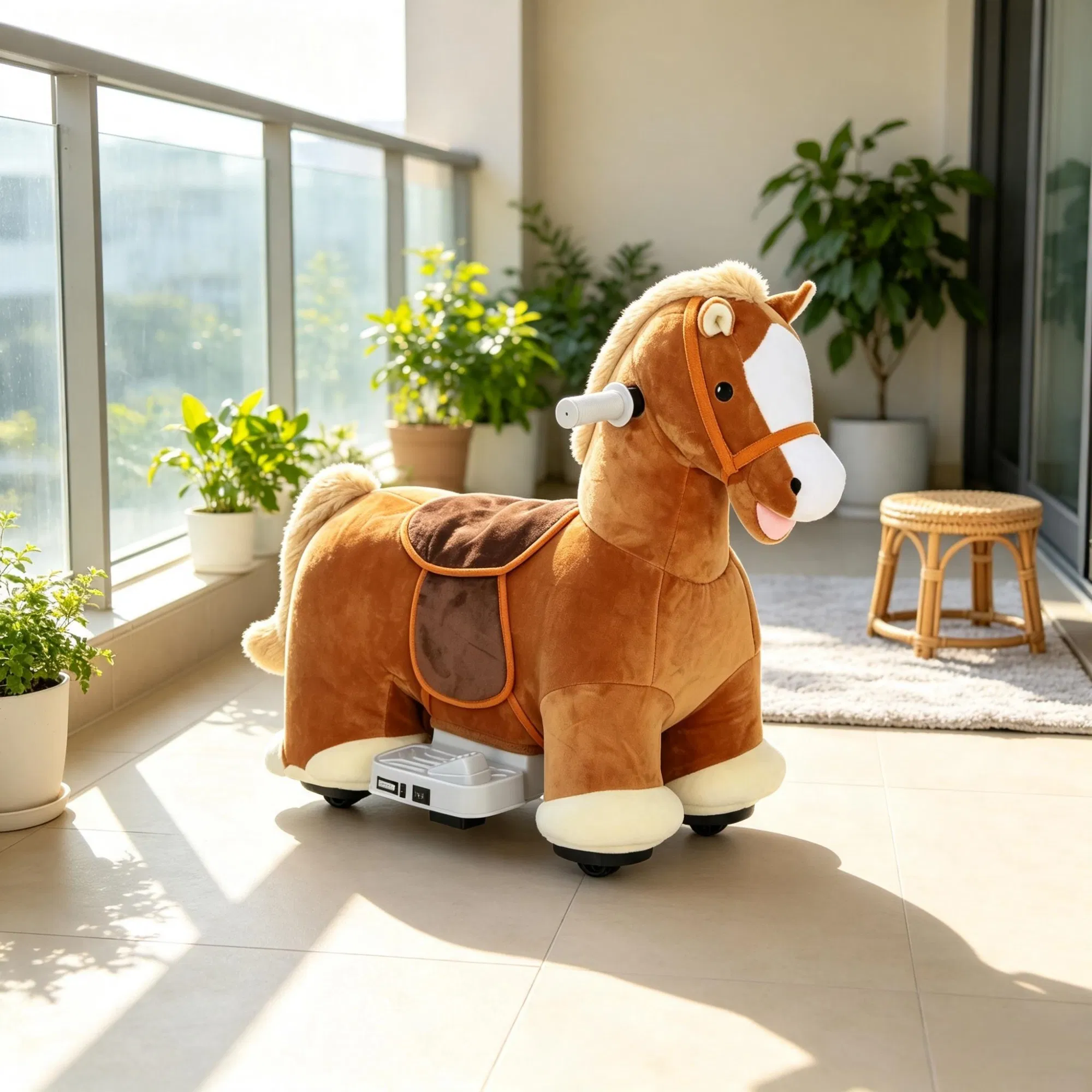 6V Battery Powered Kids Ride On Pony Electric Ride On Horse, with Bear Toy, Music, for 1.5-5 Years Old — image 7