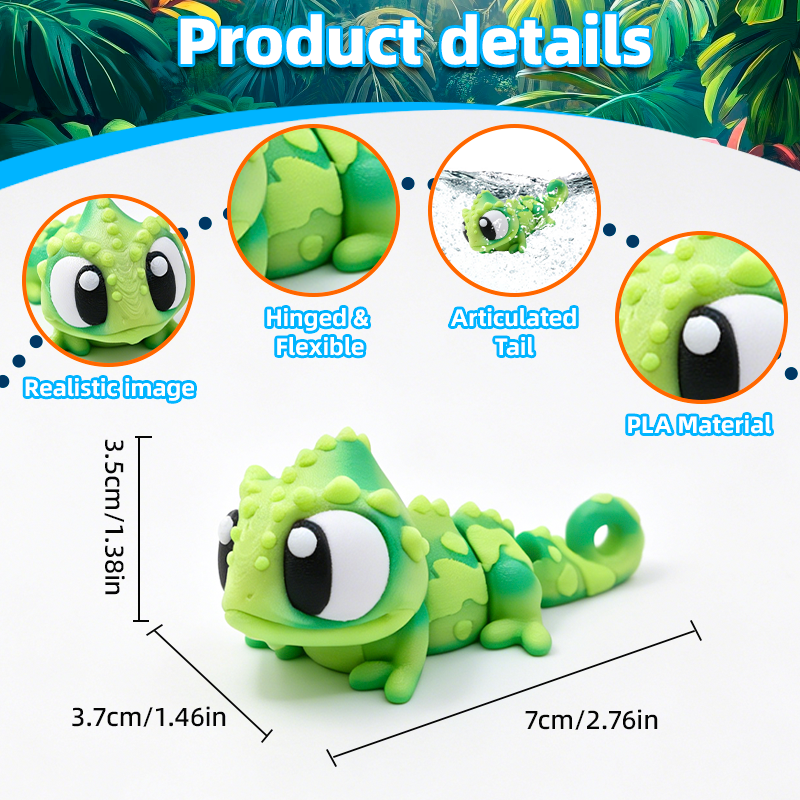 4PCS 3D Printed Chameleon Figurine Set, Articulated Flexible Mini Chameleons, Colorful Animal Desk Decor, Collectible Display Ornaments — image 3