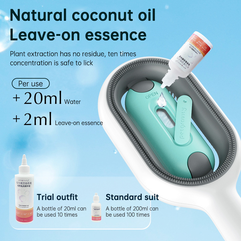 2 In 1 Hair Removal Cleaning Double Side Bath Rake Comb Pet Dog Cat Shedding Deshedding Brush Grooming Comb With Water Tank — image 3