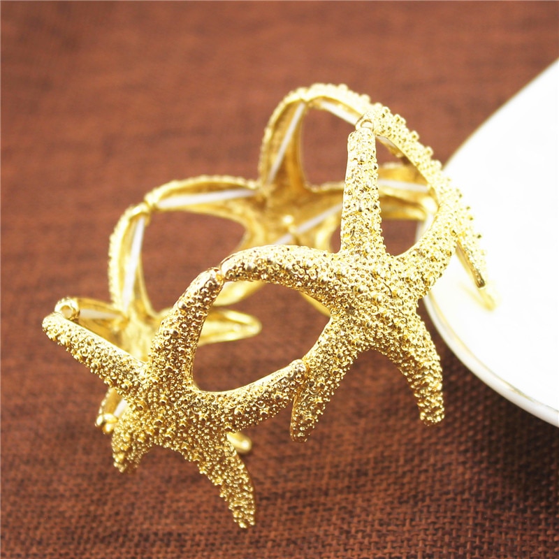 Joyas de moda Accesorio de estrella de mar para mujer elegante, oro simple y fácil — imagen 3