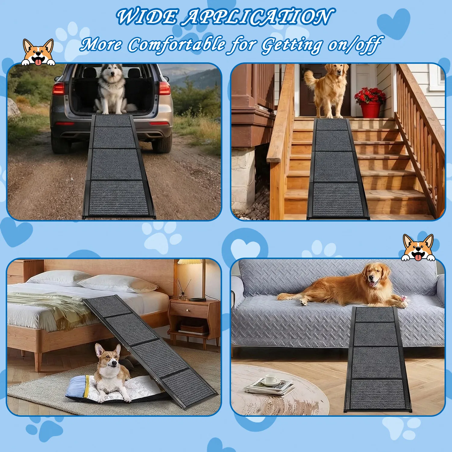 71" Long & 19" Wide Folding Dog Ramp for Car, SUV & Truck – Portable Pet Ramp with Non-Slip Surface, Extra Wide Steps — image 6