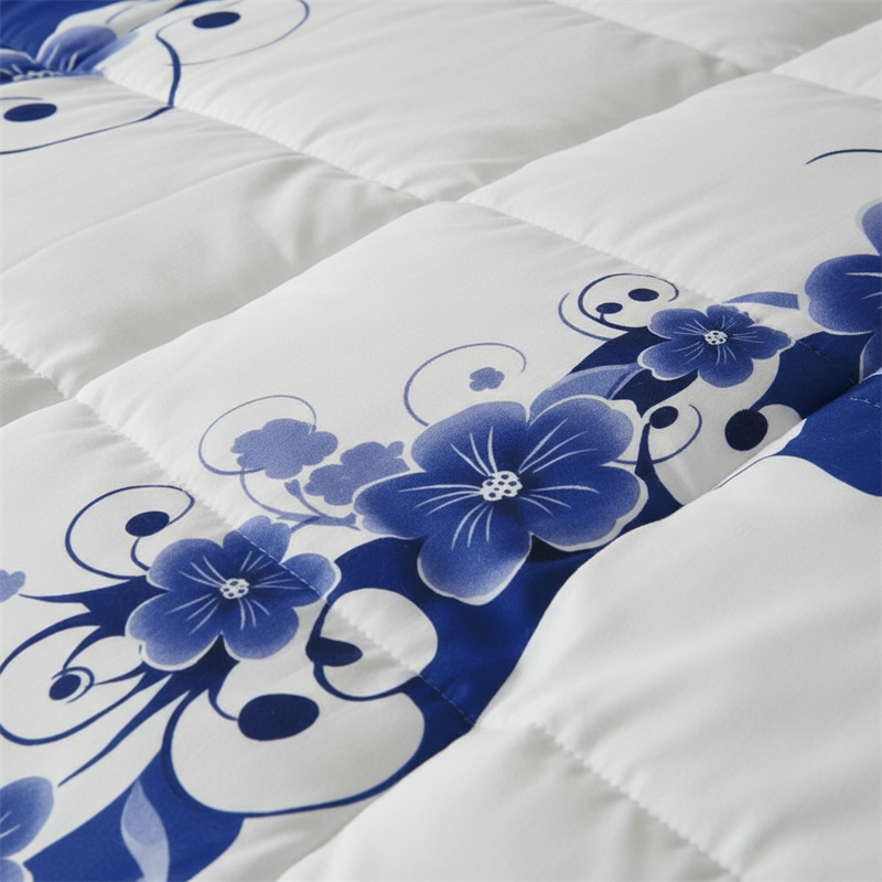 Conjunto de 3 Piezas de Cubierta de Duvet, Diseño de US Azul y Blanco Florales Botánicos Impresos en Alta Densidad, Con Cierre de Corcheta y Cordones de Esquina, Materiales de Cama Amigables con Mascotas — imagen 12