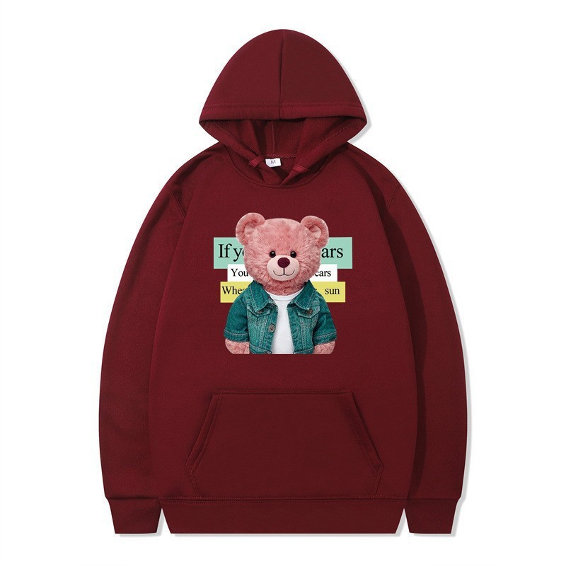 Bear Print Women's Long Sleeve Hooded Sweatshirt Bulk — image 20