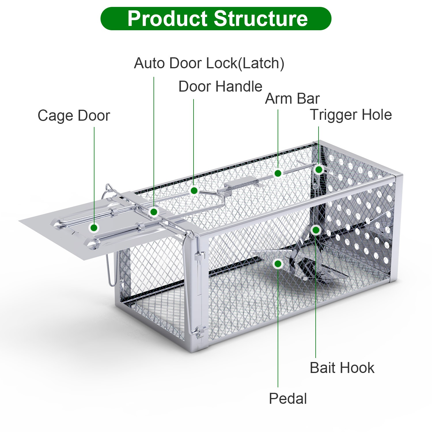 Caja de Trampa para Ratas con Puerta Única - Humano y Eficaz para Roedores Pequeños — imagen 5