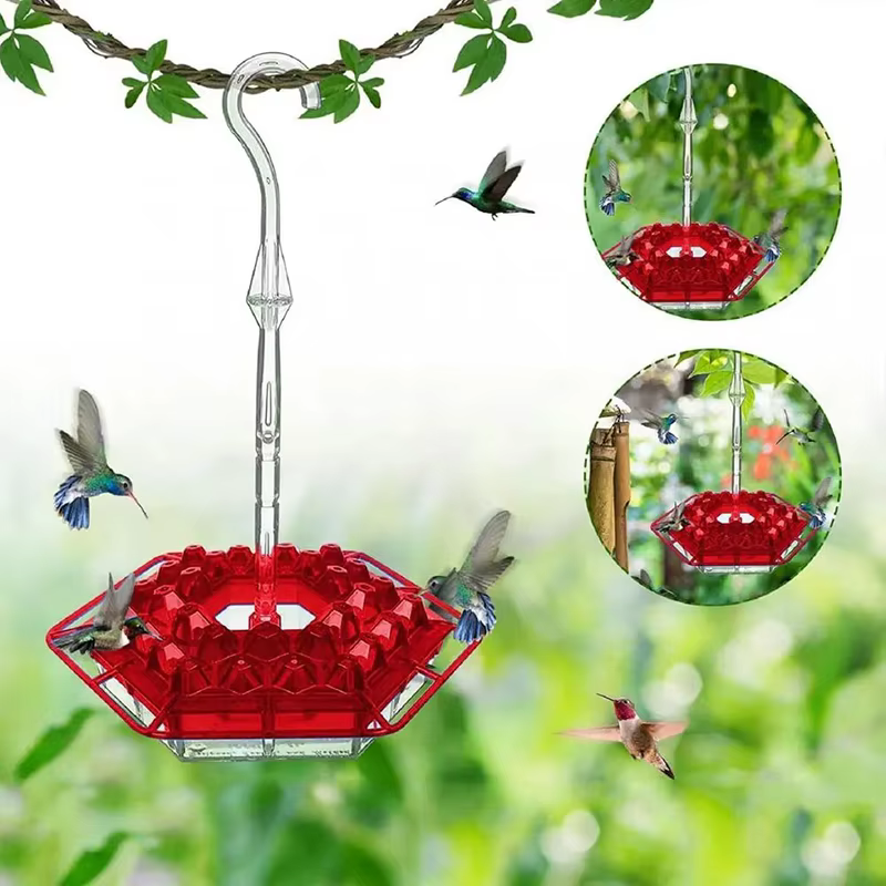 Wild Bird Feeder Hanging Hexagonal Bird Feeder with Hook Hummingbird Feeder Garden Bird Feeder Pet Forest Water Dispenser — image 5